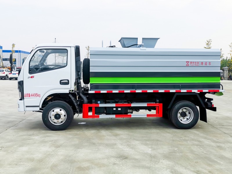 Dongfeng D6 Kitchen Waste Truck-Square Tank-Volume 5 square metres