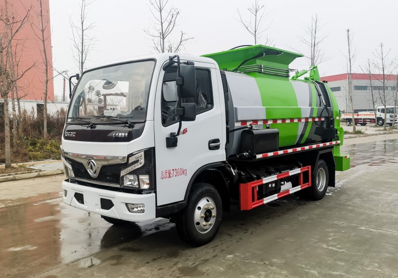 Dongfeng D6 Kitchen Waste Truck - New Square Tank - Volume 5 square metres