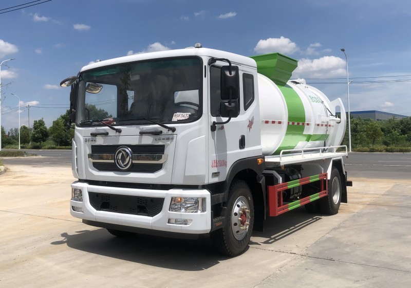 Dongfeng D9 Kitchen Waste Truck - Wheelbase 4500 - Round Tank - Volume 12 square