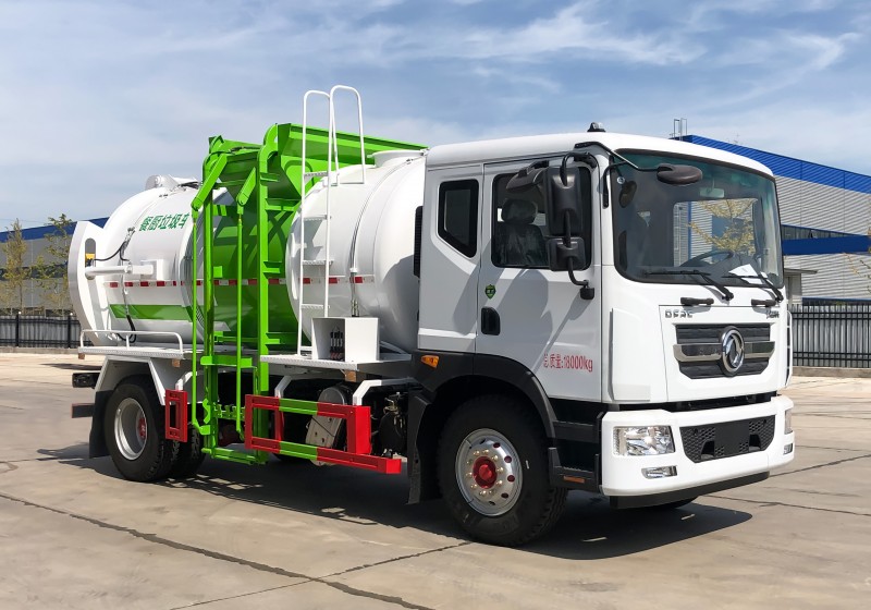 Dongfeng D9 Kitchen Waste Truck - Wheelbase 4500 - Round Tank - Volume 12 square