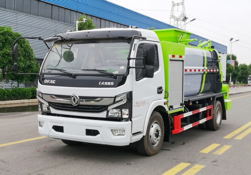 Pure Electric 180 Degree-Dongfeng D7 Kitchen Waste Truck-New Square Tank