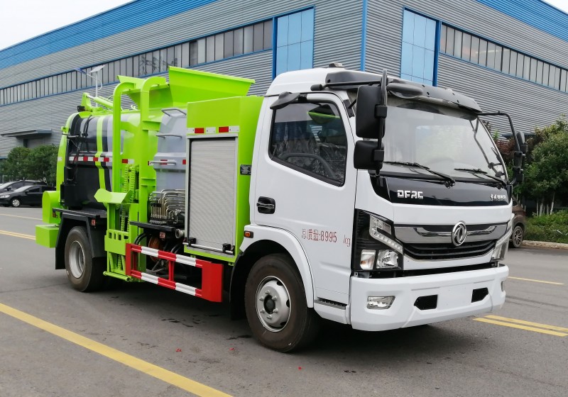 Pure Electric 180 Degree-Dongfeng D7 Kitchen Waste Truck-New Square Tank